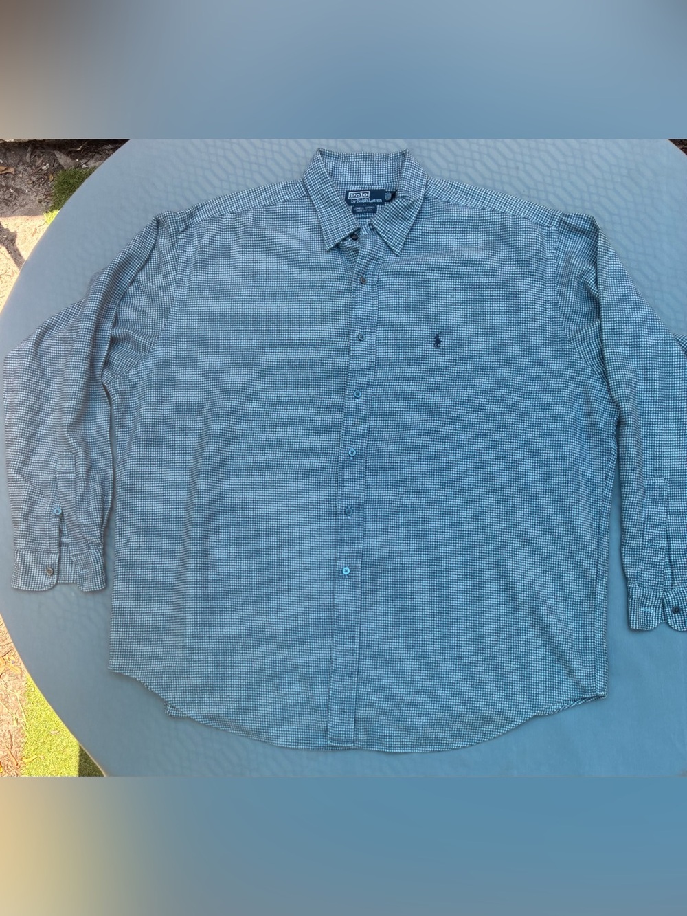 Ralph Lauren Green & White Micro-Check Button-Down Shirt